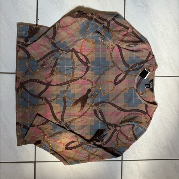 Ralph Lauren Equestrian print top. Signature long sleeve shirt. Plus. Size: XXL - Picture 5 of 5